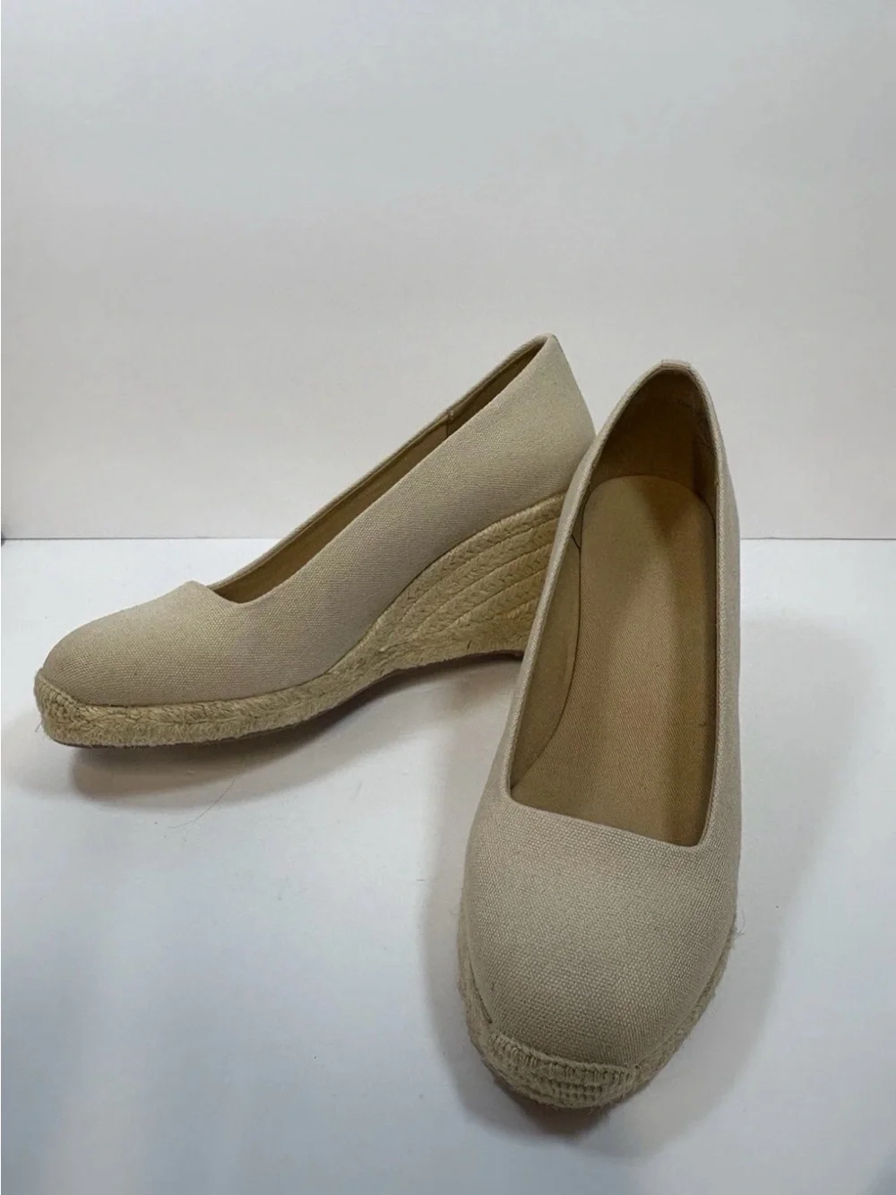 J Crew Beige Canvas Espadrille Wedge Pumps - Women